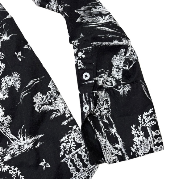 Charter Club Black White Toile Print Button Down Shirt Size M - Picture 5 of 8